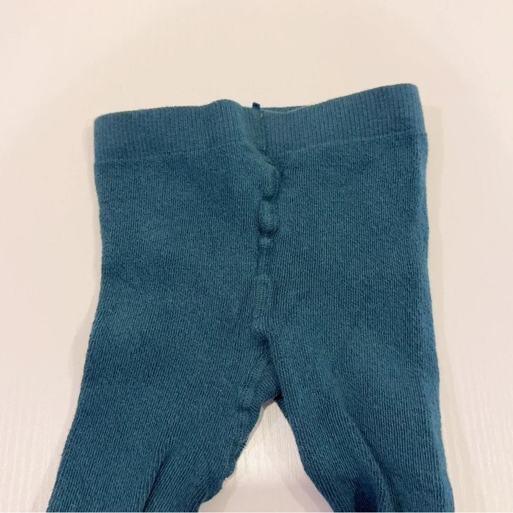 NWOT Jacadi Teal with Pink Cotton Blend Tights Size 21-22 (12M)